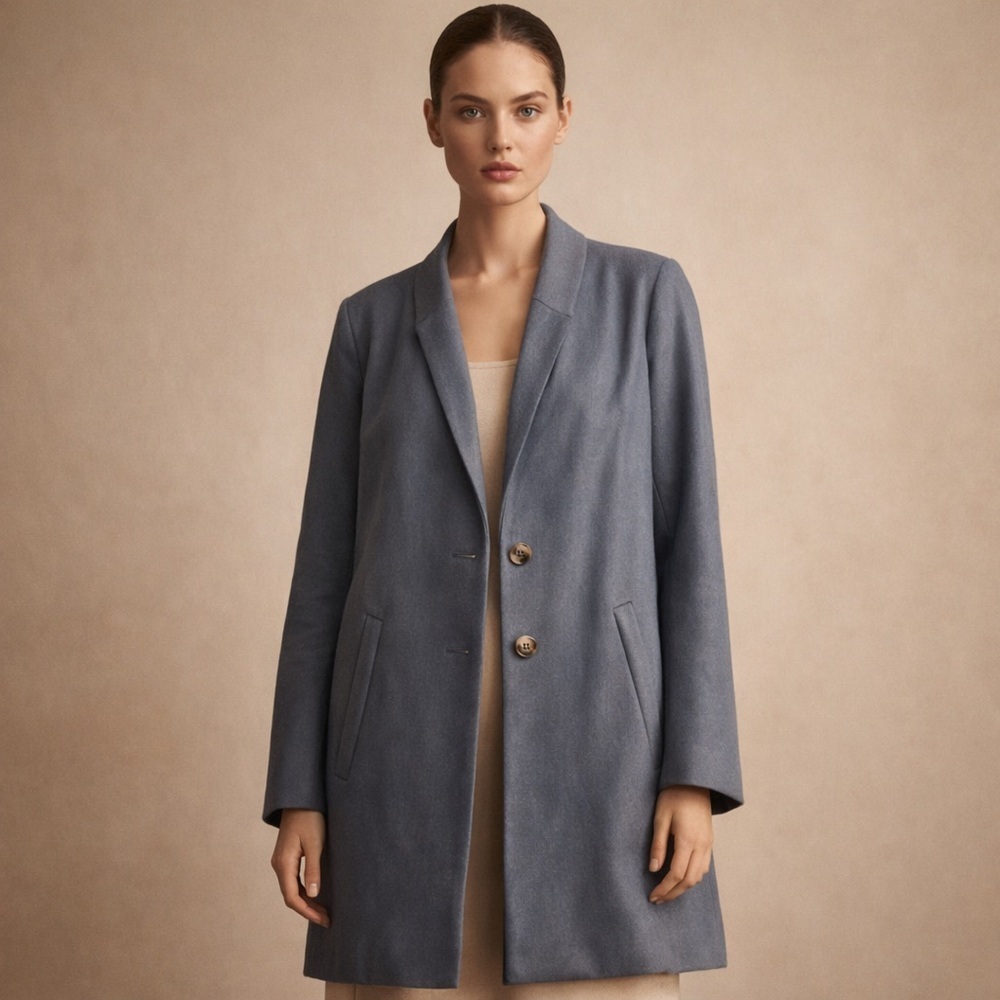 Old Navy Blue Tailored Coat Longline Minimalist Jacket Size M